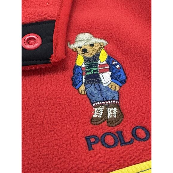 Polo Ralph Lauren Men 2XL Mockneck Color-Blocked Cowboy Polo Bear Fleece Preppy - Picture 5 of 11